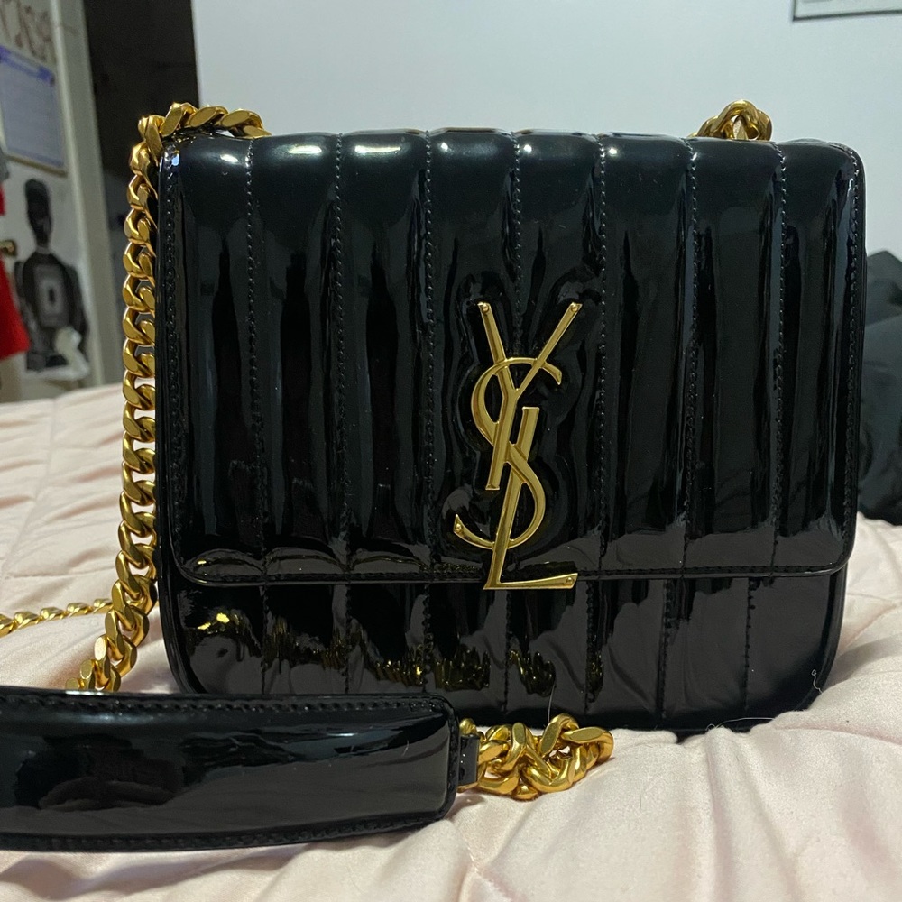 Authentic YSL Patent Black Medium Vicky